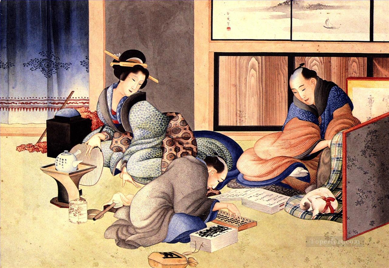 a merchant making up the account Katsushika Hokusai Ukiyoe Oil Paintings
